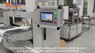 Full-auto knife-tape pleating and gluing production line